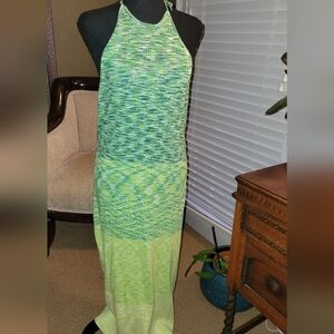 Vibrant Green Halter Maxi Dress